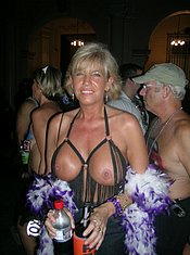 Flashing tits and pussy MILF